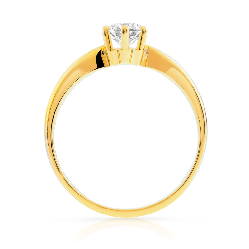 Bague Solitaire or 750 jaune diamant 0.50 ct H/SI