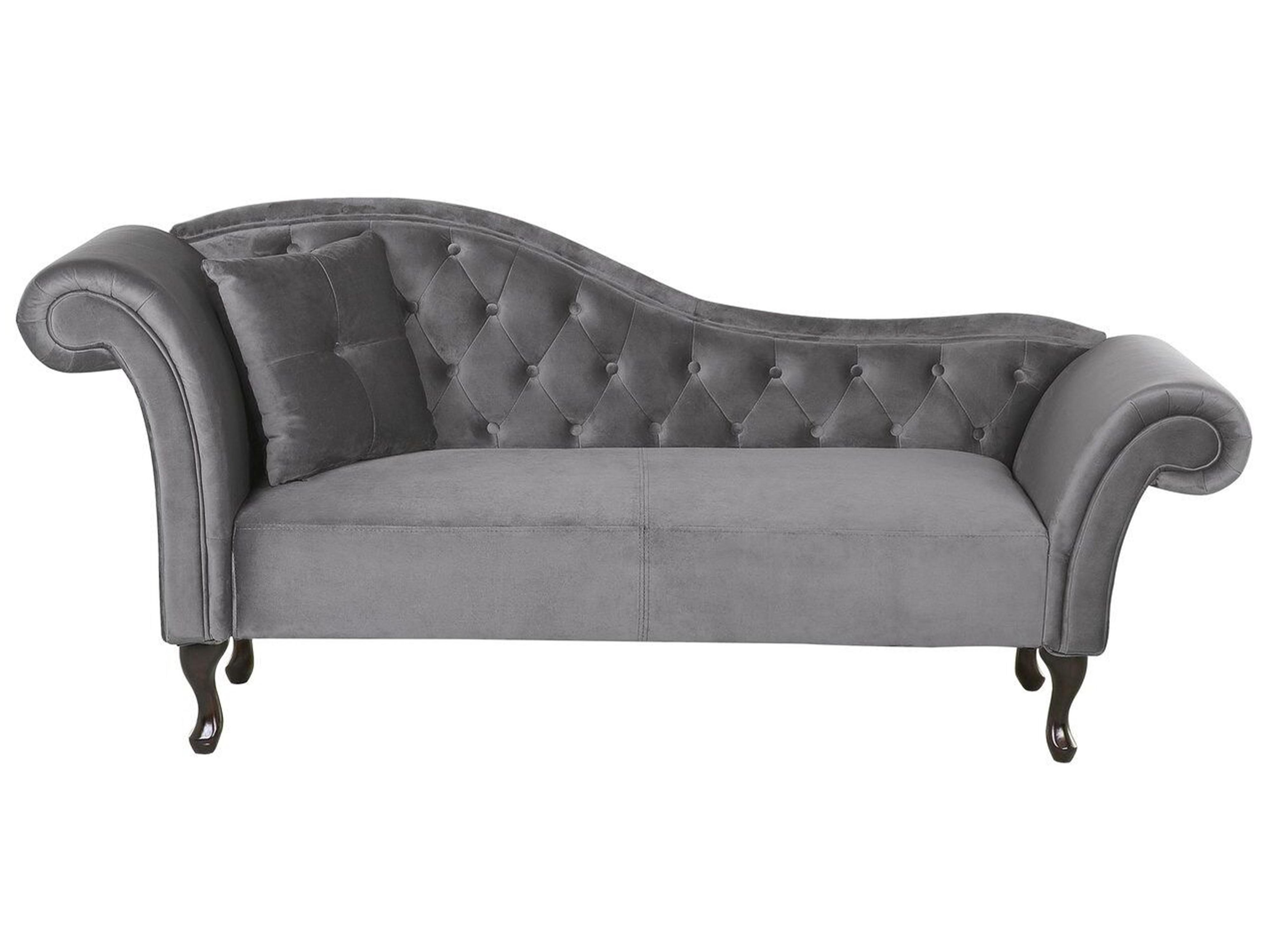 Linkszijdige chaise longue LATTES Fluweel Grijs