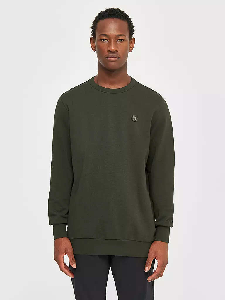 KNOWLEDGE COTTON APPAREL Sweater ERIK dunkelgrün