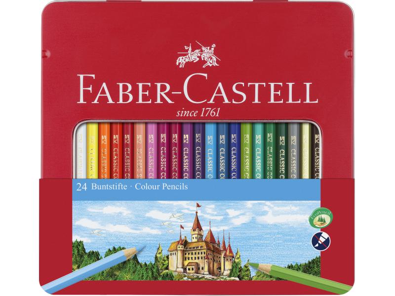 Faber-Castell Farbstifte Hexagonal 24er Metalletui Hexagonale Farbstifte im Metalletui mit Sichtfenster