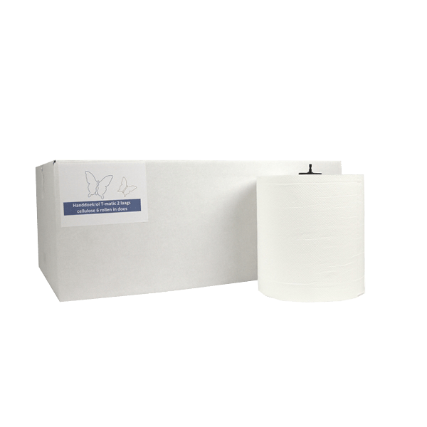Handdoekrol Matic 2 laags 6x150 meter Ø21cm 100% cellulose wit T7