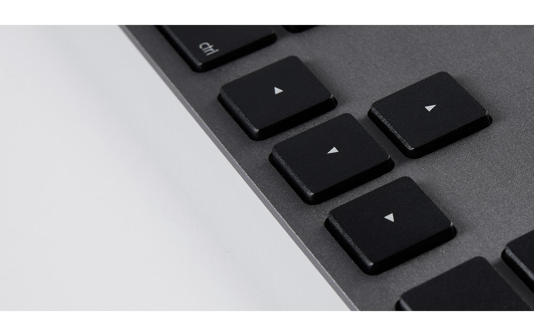 Tastatur USB Grosse Beschriftung GrauGrossschrift USB Tastatur mit 2 USB-Anschlüssen und oberer Aluminiumabdeckung