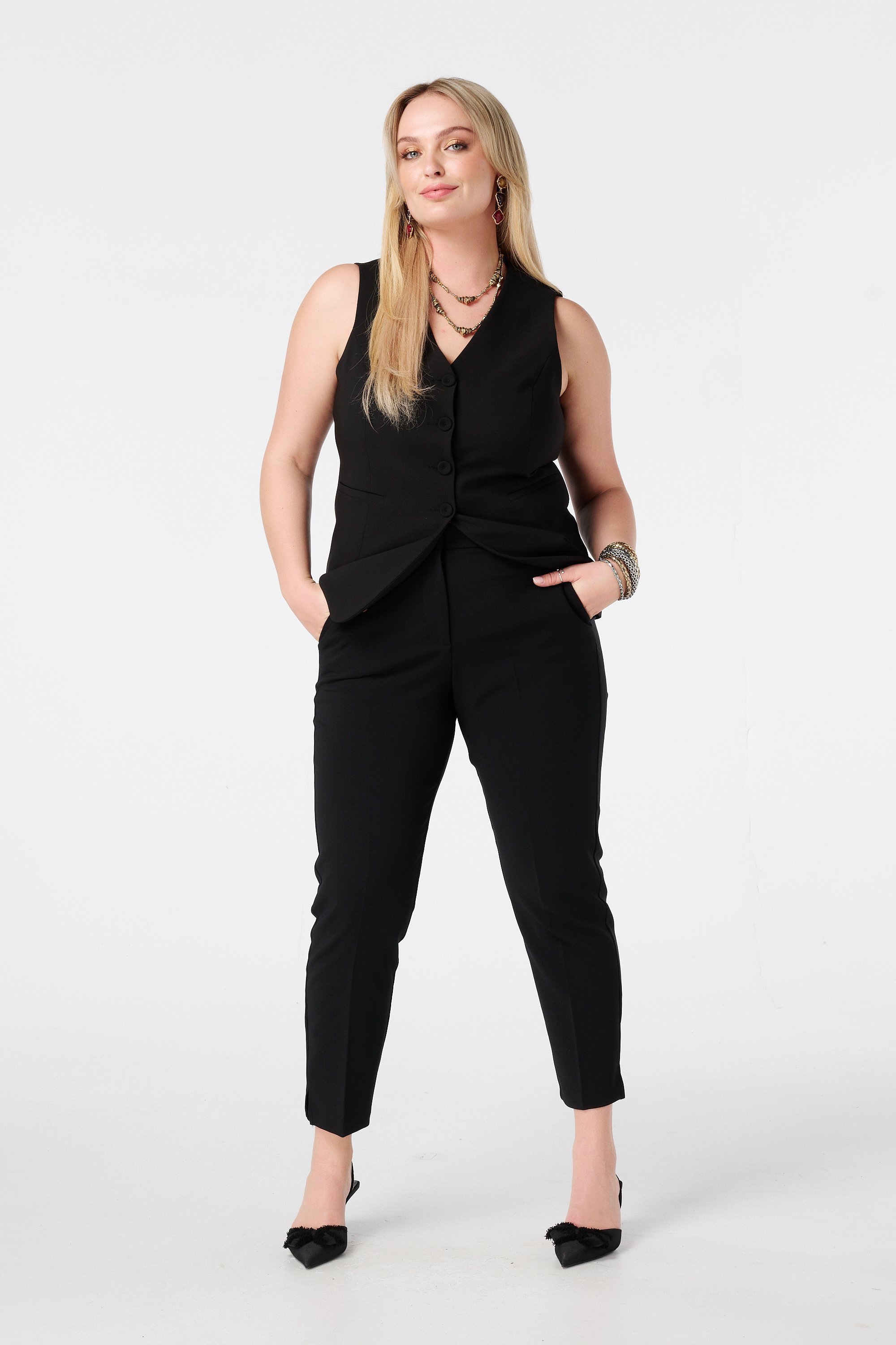 Straight leg pantalon Zwart