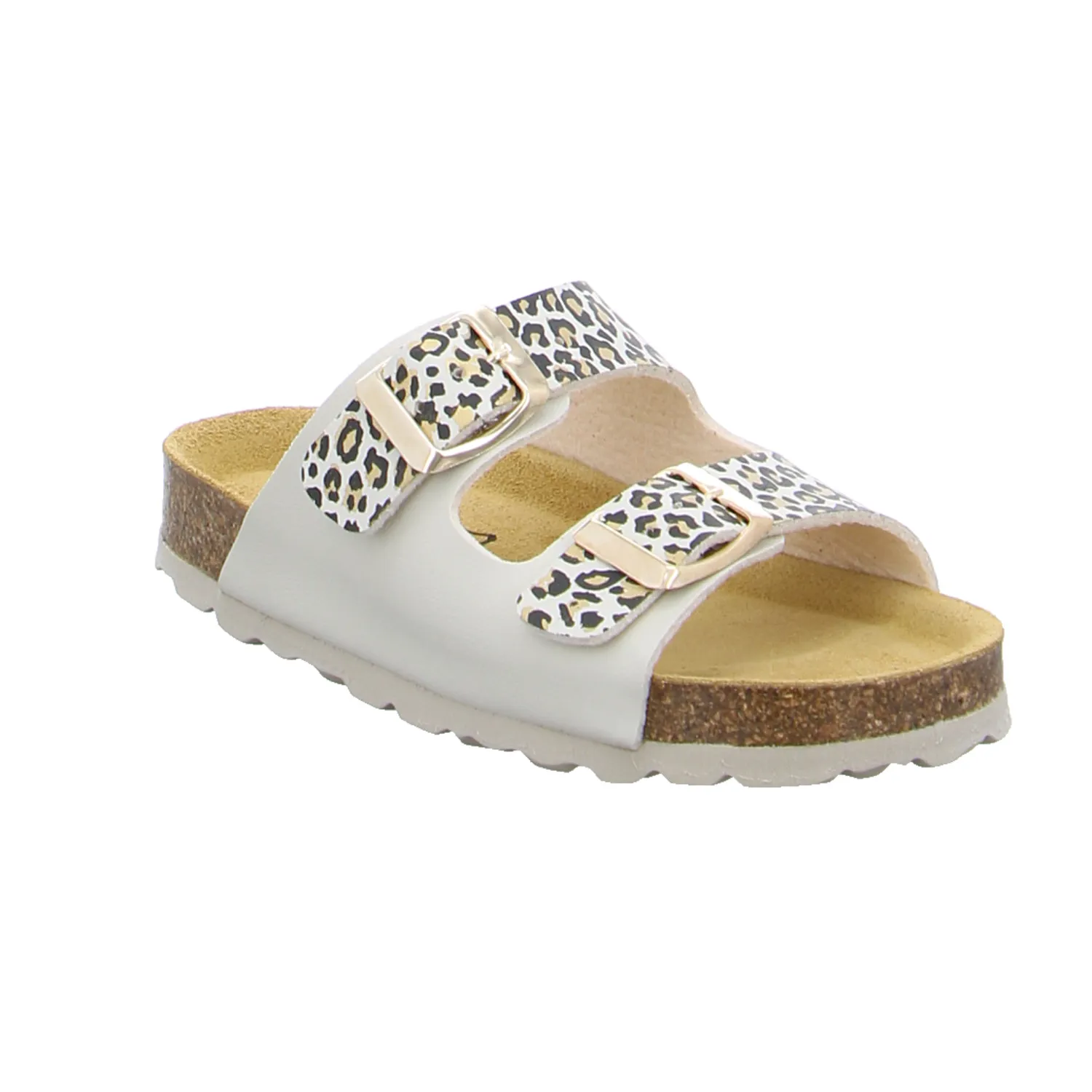 BIOLife Kinder-Pantolette Leopard Lederimitat  Lederdecksohle