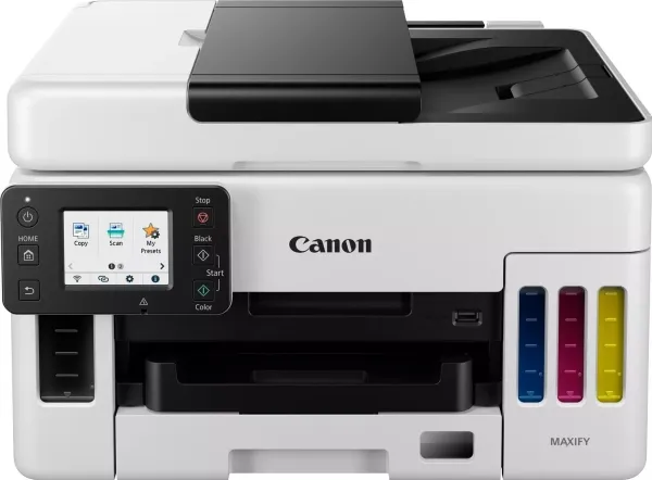 Canon MAXIFY GX6050 - Multifunktionsprinter - farve - blækprinter - kan genopfyldes - Legal (216 x 356 mm)/A4 (210 x 297 mm) (original) - A4/Legal (medie) - op til 24 ipm (udskriver) - 350 ark - LAN, Wi-Fi(n), USB 2.0, USB vært