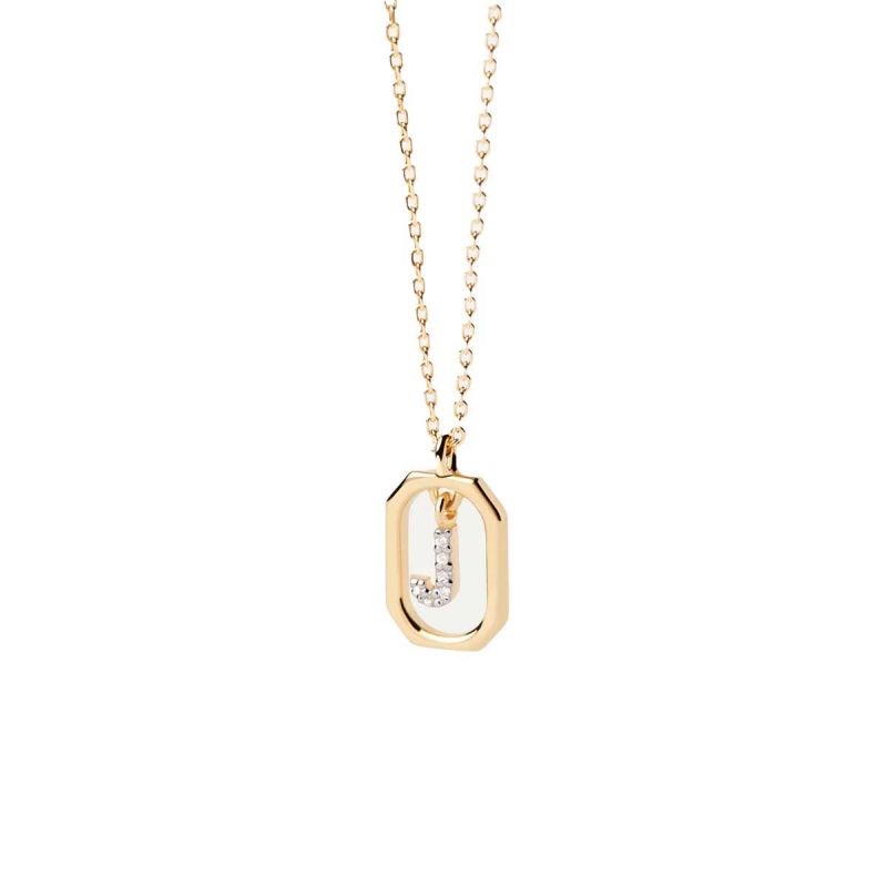 PDPAOLA Collier en argent plaqué or - Mini Lettre J  - CO01-521-U