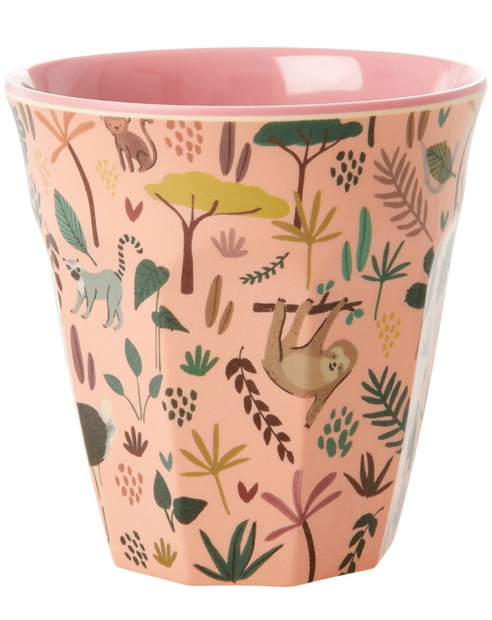 Melamin-Becher JUNGLE ANIMALS MEDIUM in rosa