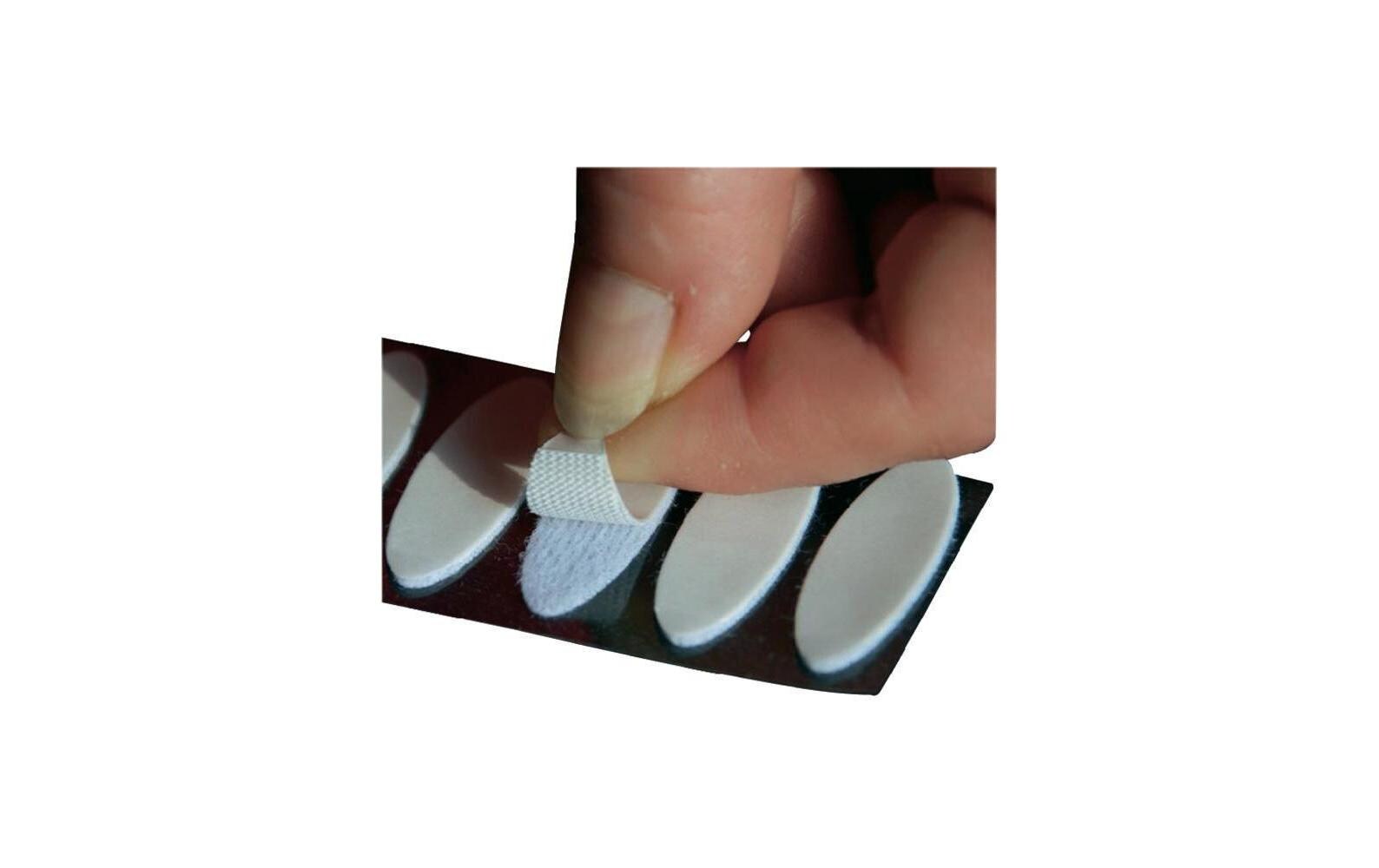 Klettpunkte 12 x 35 mm selbstklebend Weiss, 12 StückSelbstklebende Klettellipsen, 12 x 35 mm, 12 Stück