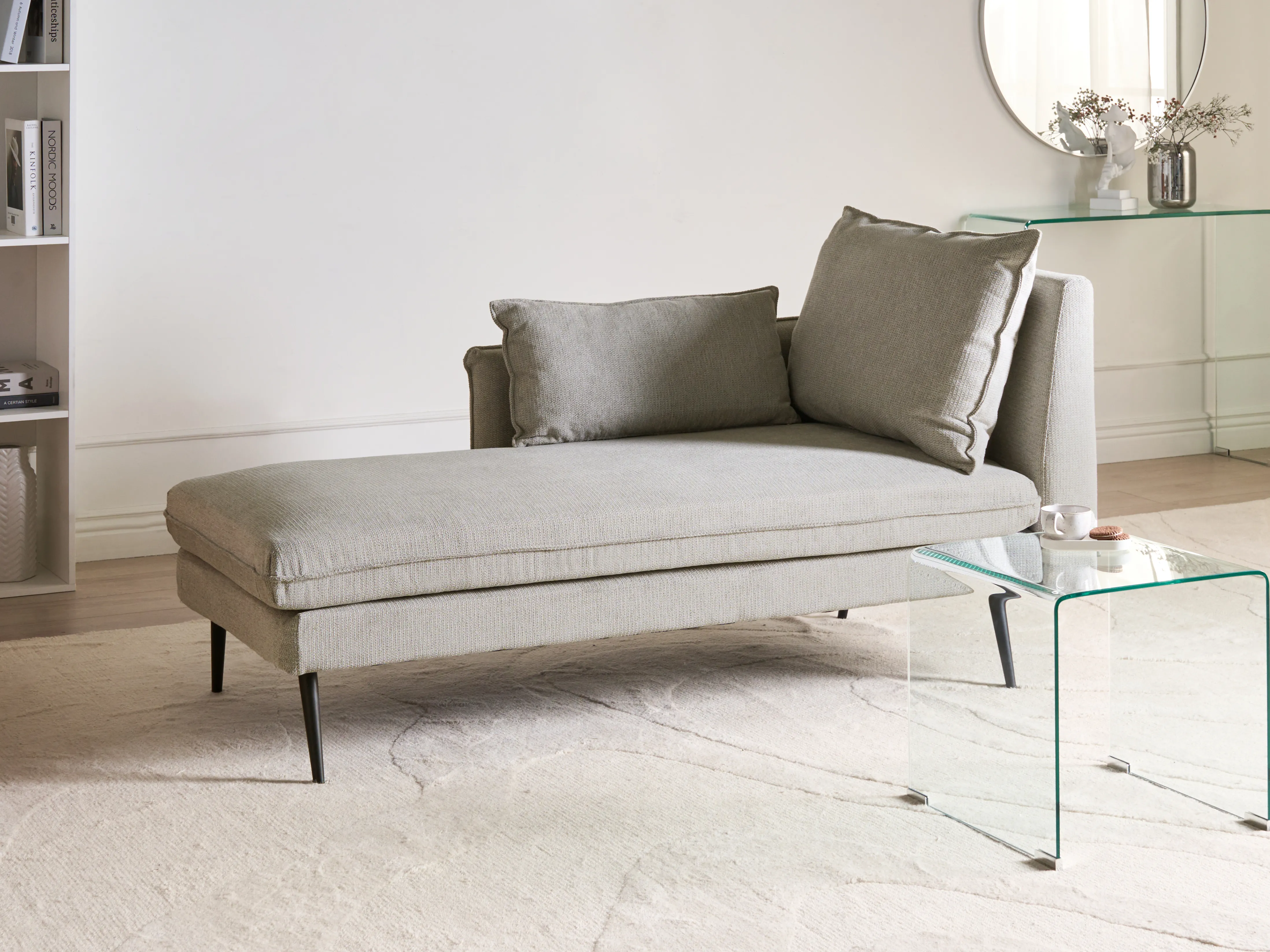 Rechtszijdige chaise longue YERRES Stof Grijs