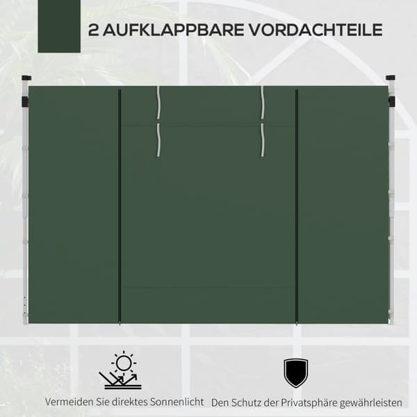 Sett med 2 sidepaneler for paviljong 3x3/3x6 m, sidevegg med vindu og borrelås, vanntette sidevegger i Oxford-stoff, som vindbeskyttelse og privatskje