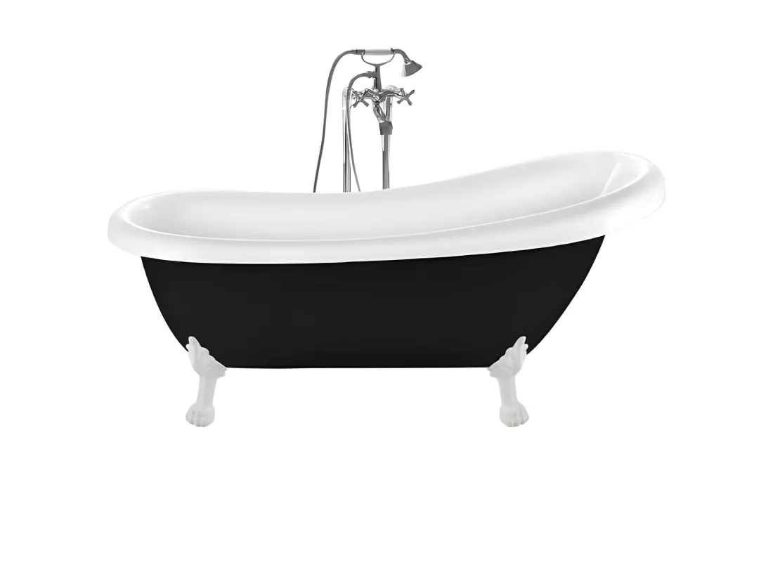 Baignoire ancienne rétro sur pieds RICHMOND Noire 171 cm Pieds de Lion Blancs