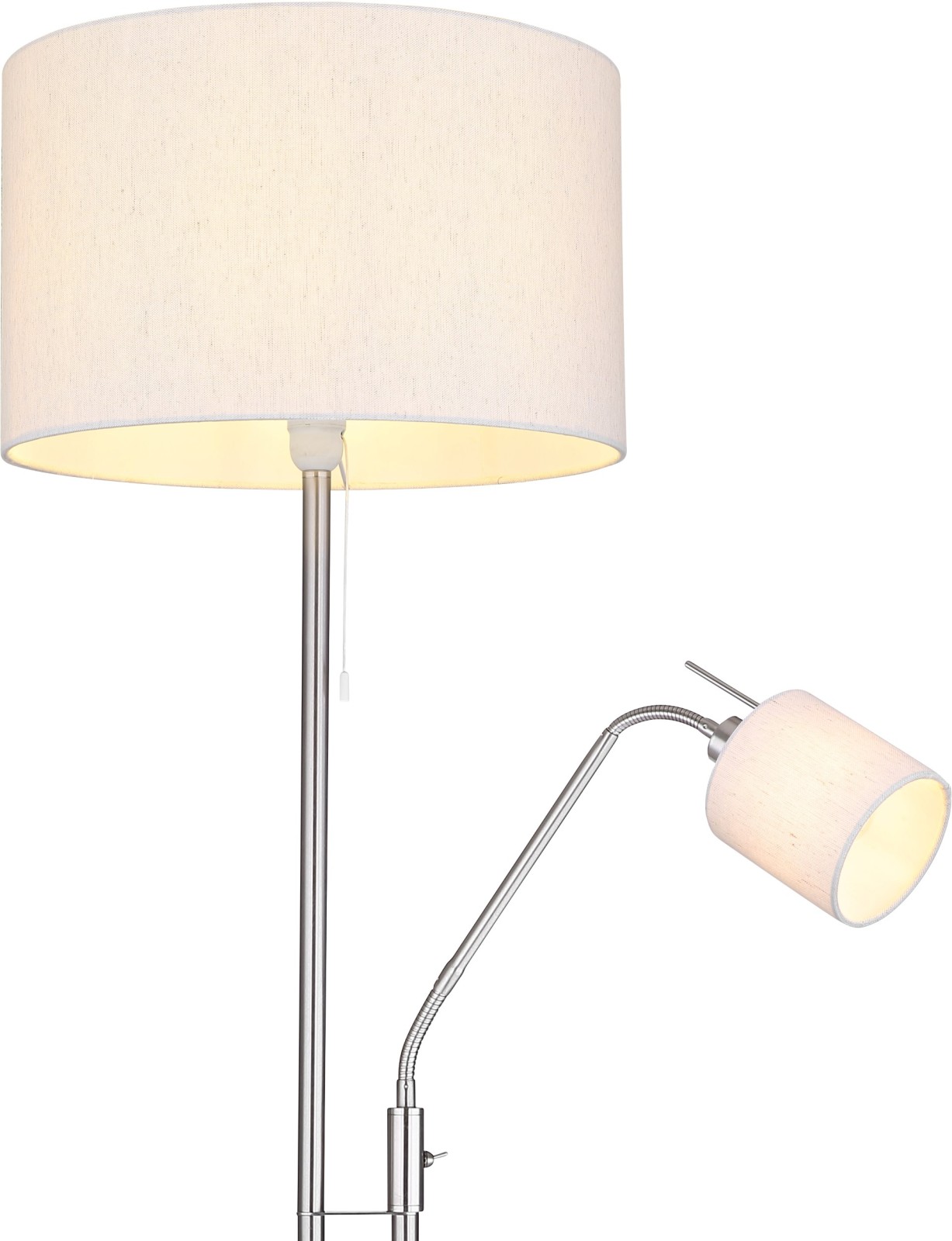 Standleuchte - Nickel matt - sandfarben - 175 cm hoch