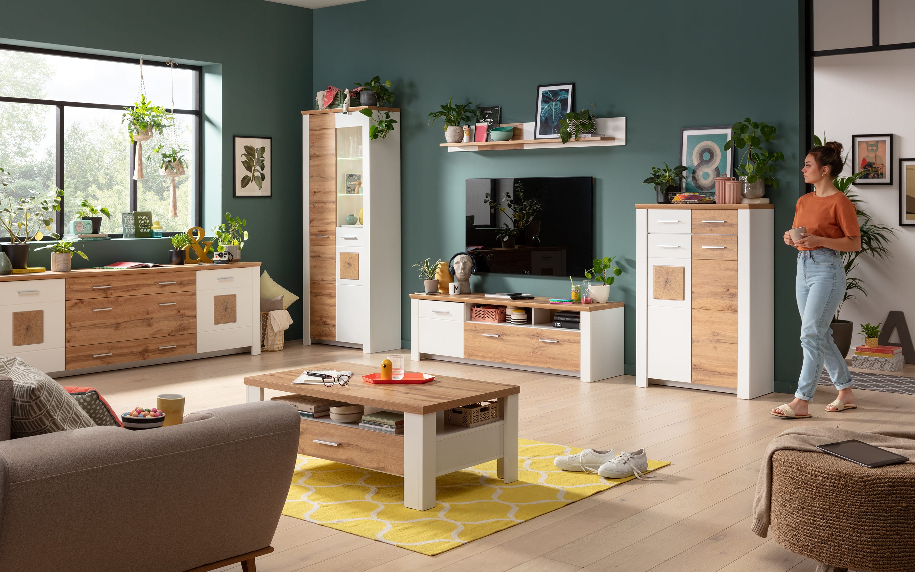 TV-Unterteil Matera, weiß/Altholz-Nachbildung, 164 cm