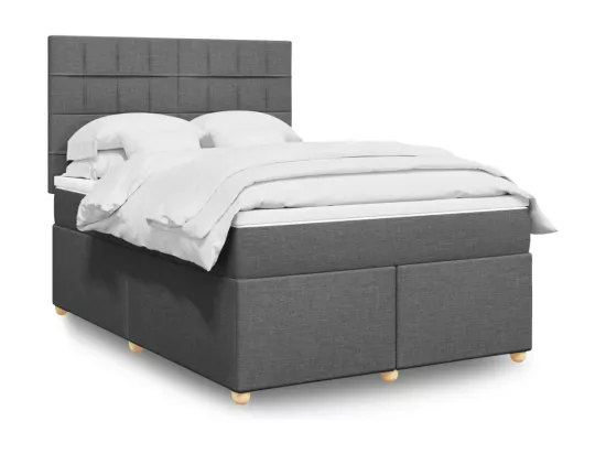 Sommier à lattes de lit avec matelas Gris foncé 160x200cm Tissu