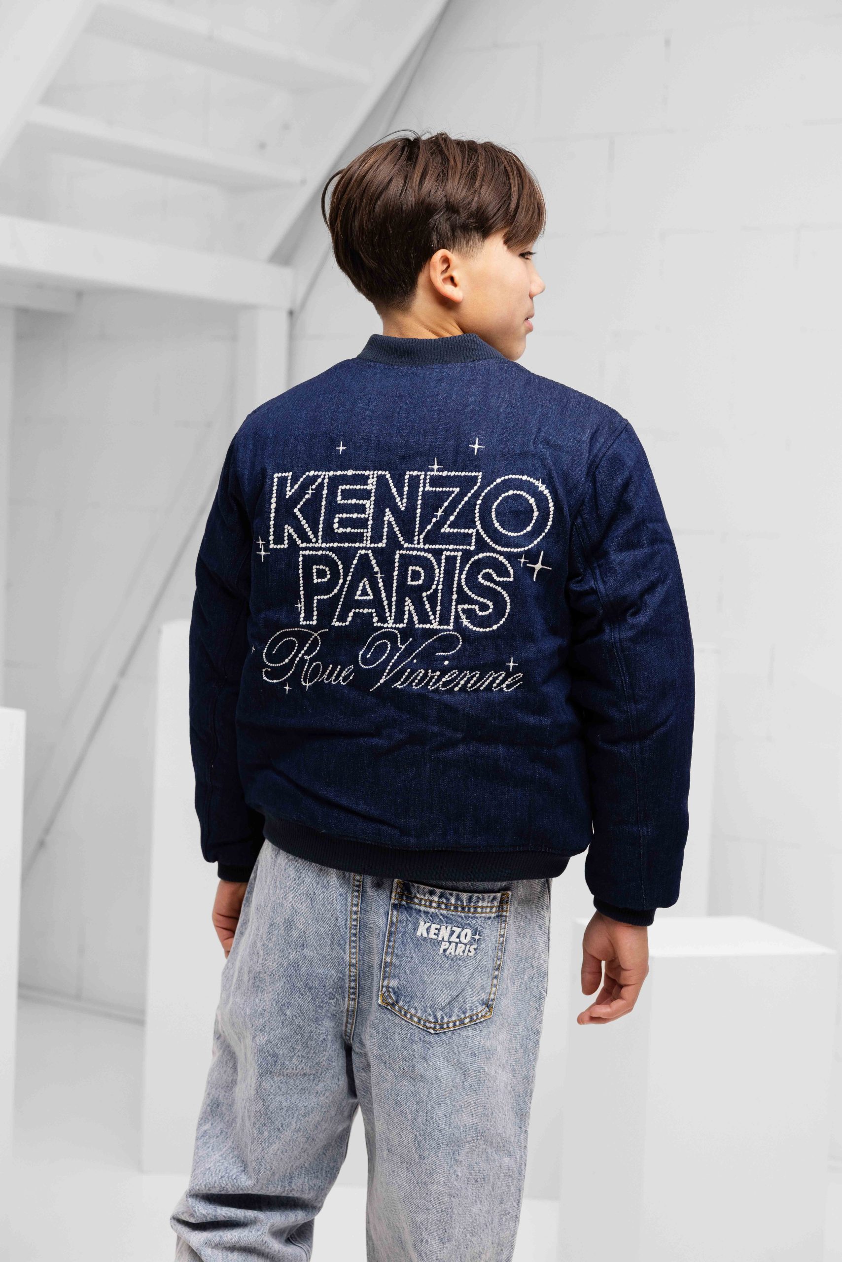 Kenzo Galaxy Embroidered Reversible Jacket Kids Donkerblauw