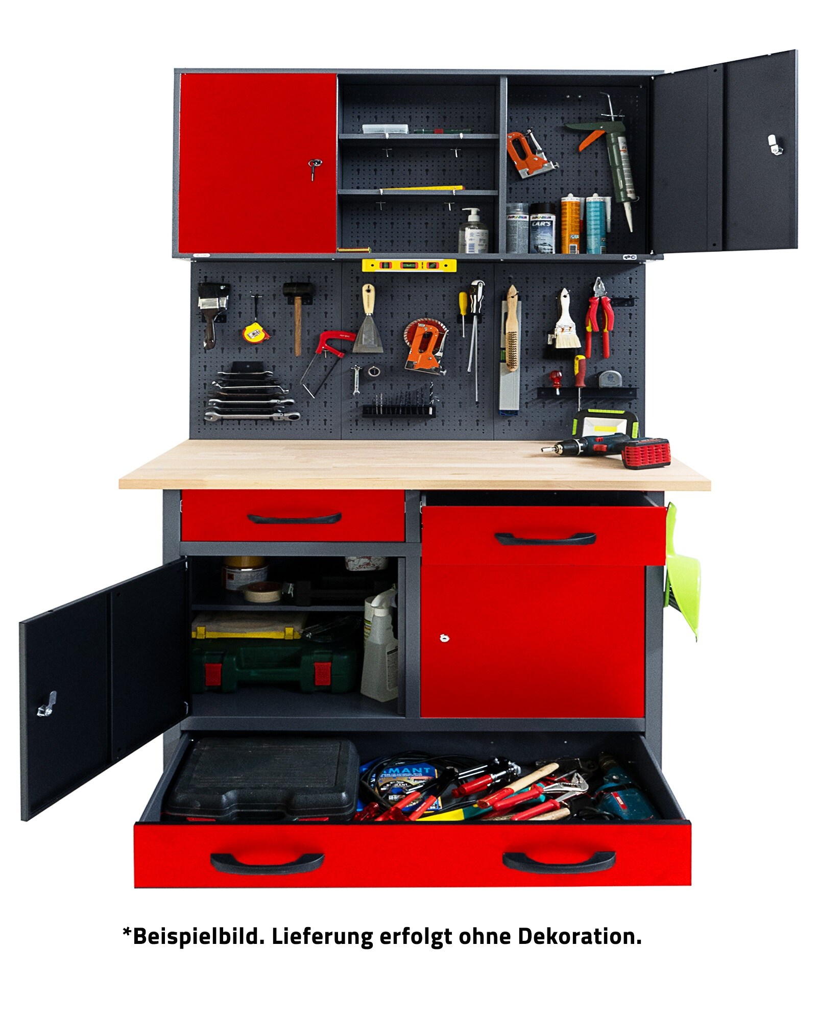 Werkstatt Set Werner Plus 120 cm 1 Schrank rot