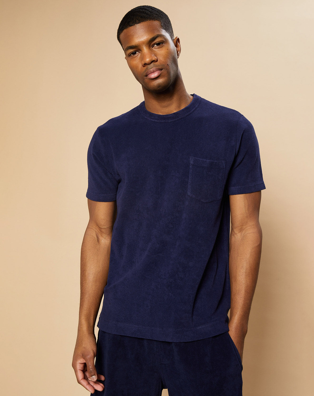 Hartford T-Shirt en éponge Pocket Crew marine
