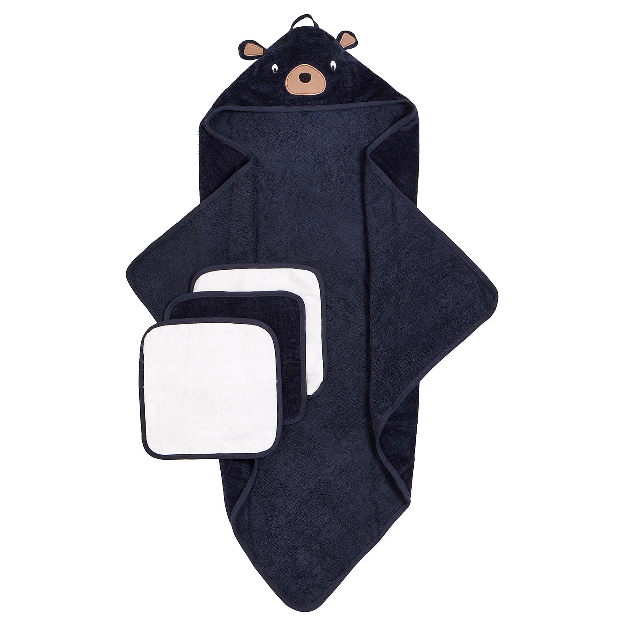 Petit Lem Ensemble Serviette de Bain et 3 Débarbouillettes - Ours