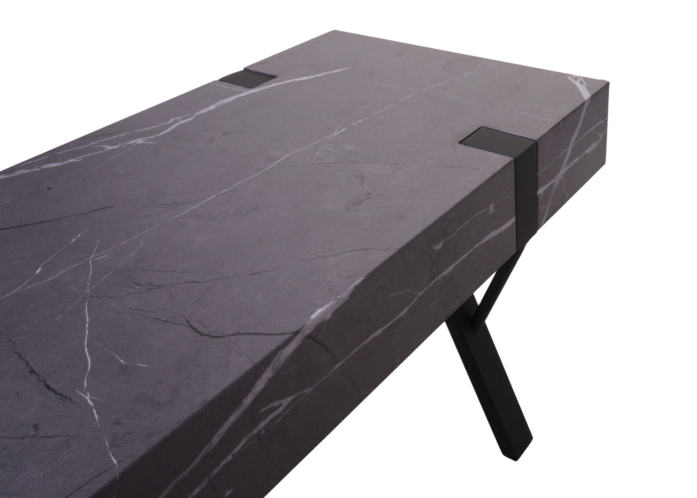 TV-Rack MCW-L54, Fernsehtisch Lowboard TV-Tisch, Metall 42x120x40cm ~ Marmor-Optik grau