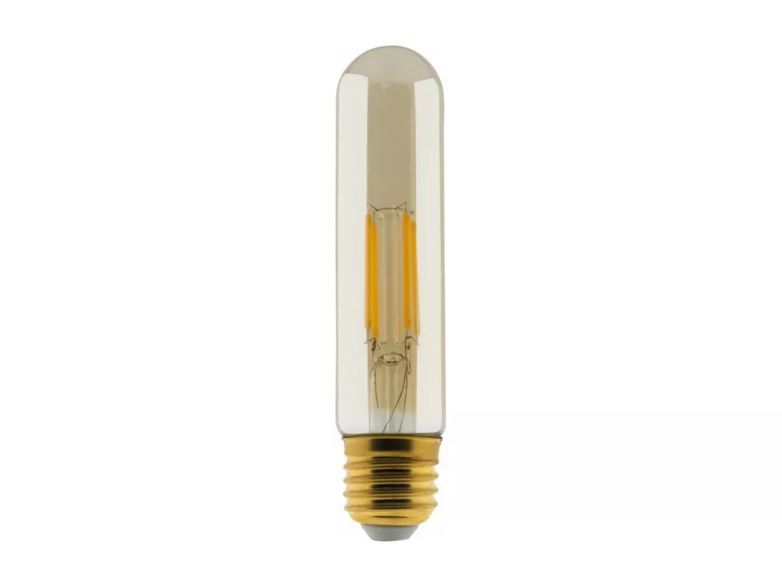 Ampoule déco filament LED ambrée 4W E27 400lm 2500K - Tube - Elexity