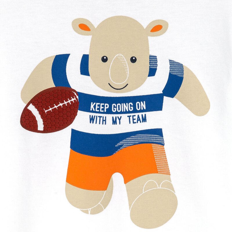 T-shirt rhinocéros rugby blanc bébé garçon Blanc