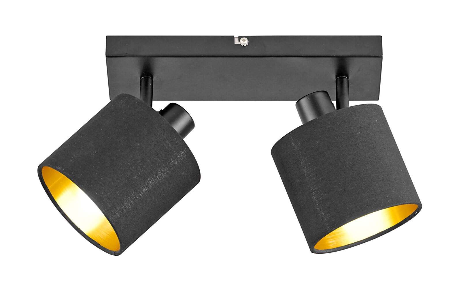 Retrofit Deckenlampe mit 2 Spots Tommy schwarz goldfarbig 28x17,6cm 19cm Metall Textil verstellbar