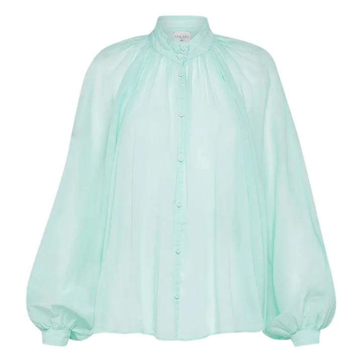 Forte Forte Blouse Bohémienne Voile de Coton et Soie | Aqua