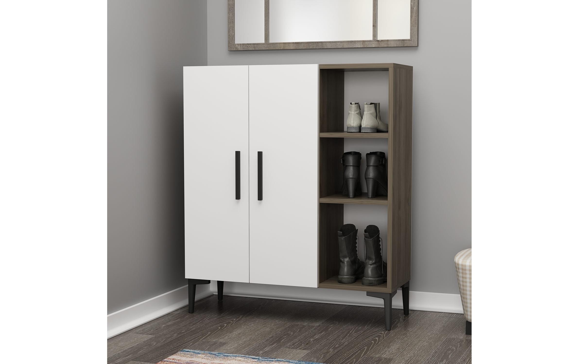 Kommode Viva 90 x 105 cm, Braun/Weiss<br>Hochwertiger Mehrzweckschrank