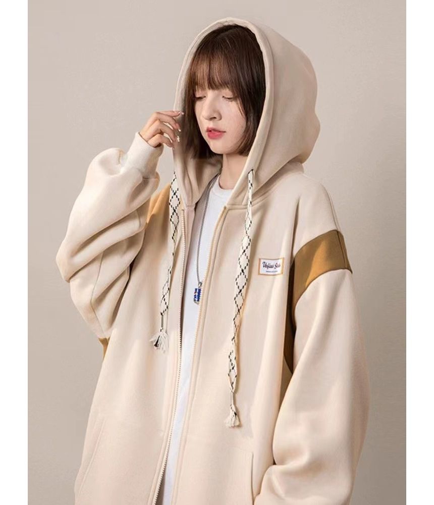 Dream Drop - Tweekleurige applicatie oversized hoodie met rits