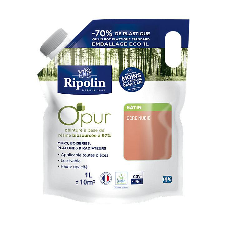 Peinture intérieure Ripolin O'Pur ocre nubie satin 1L