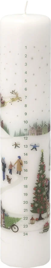 Bastian Kalenderlys Vinter 5 x 25 cm Hvid Paraffin Hvid
