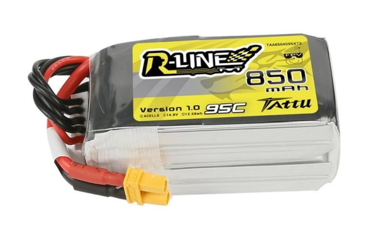 RC-Akku LiPo 850 mAh 14.8 V 95C R-Line4S LiPo Akku für Flugmodelle und Multikopter mit XT30 Stecker