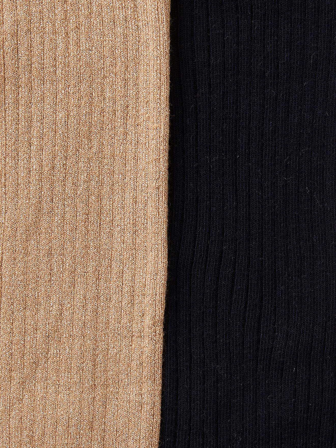 Conjunto de 2 pares de meias-calças caneladas para meninas, marrom acinzentado