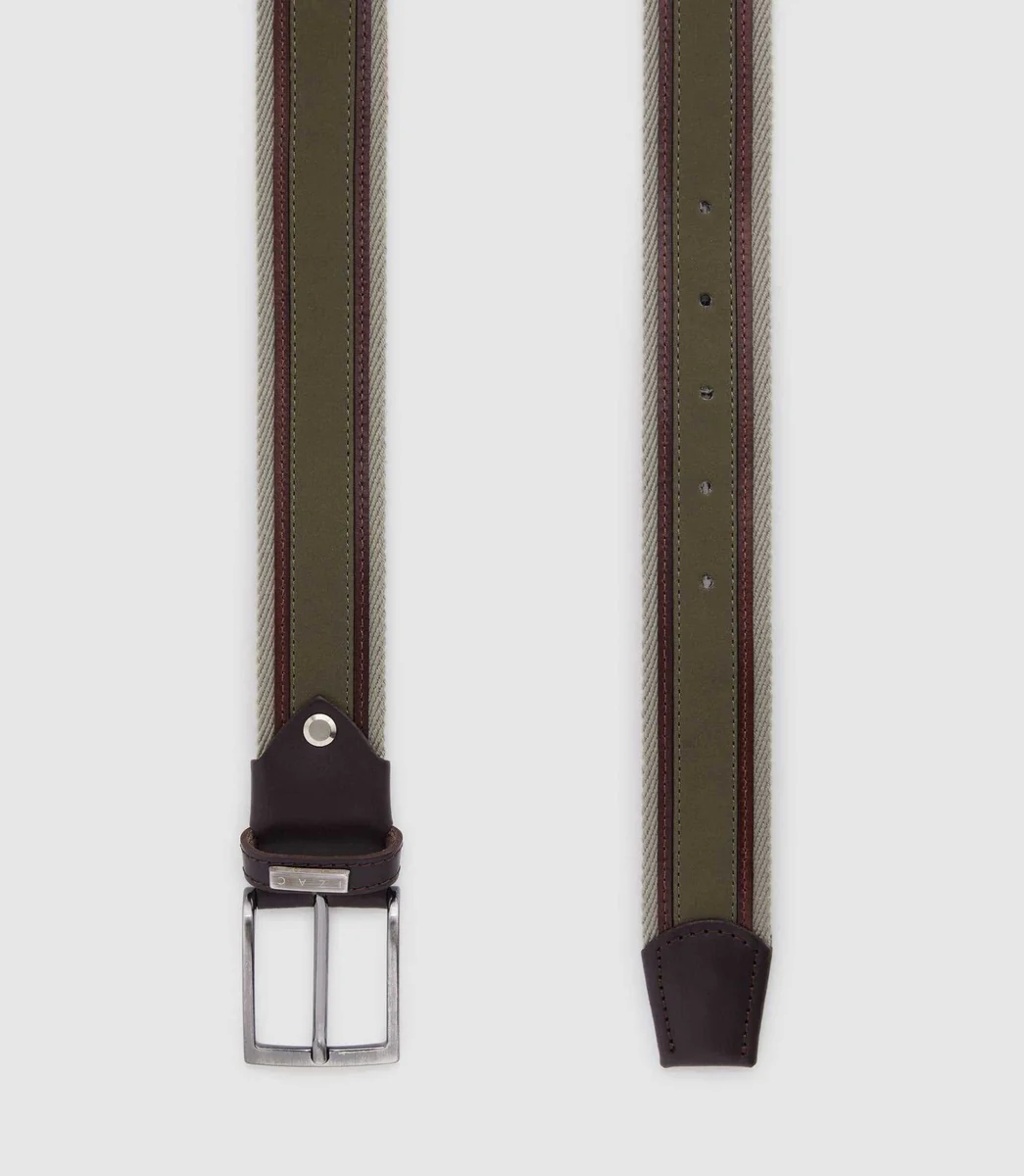 Ceinture ajustable 35mm kaki et marron 