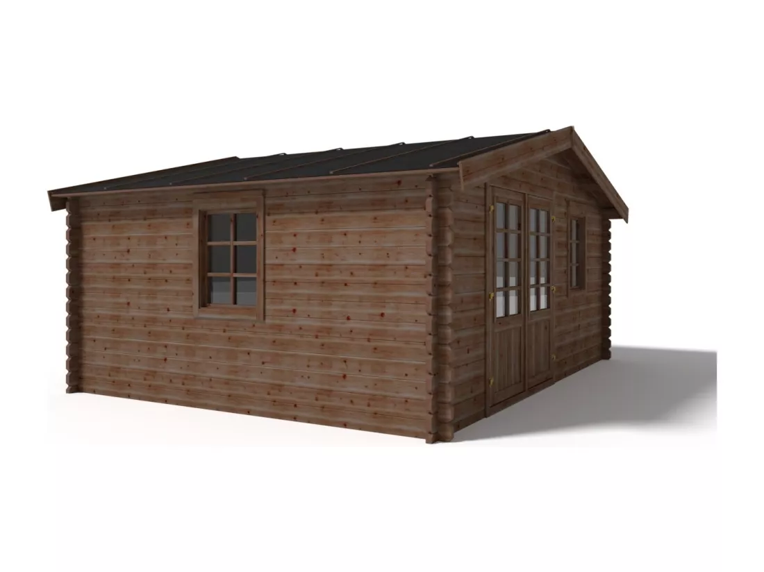Abri de jardin en bois - 20m2 - 5x4m - Traité - Ep. 45mm - Couleur: marron - DOM376 - ALTANKA