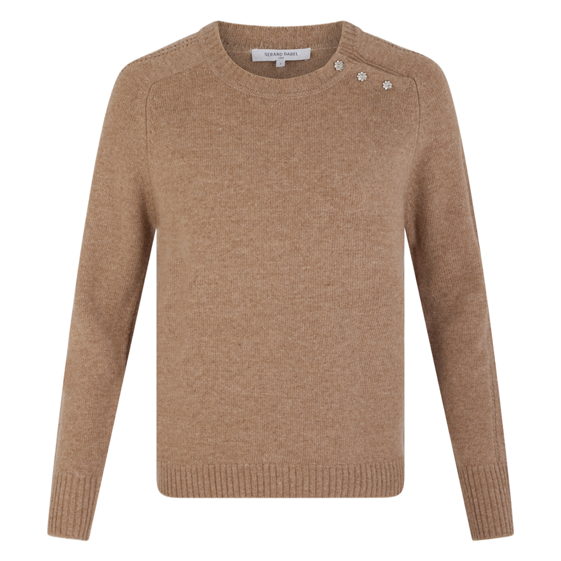 JOLENE - Pull col rond en laine mélangée| Beige