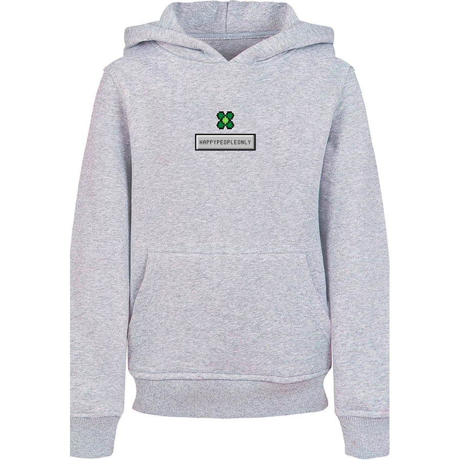 F4NT4STIC Hoodie Silvester Happy New Year Pixel Kleeblatt heather grey