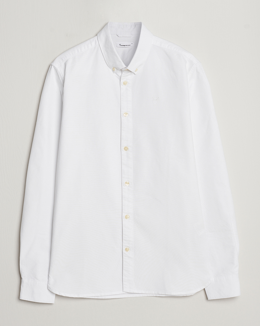 KnowledgeCotton Apparel Harald Small Owl Regular Oxford Shirt Bright White