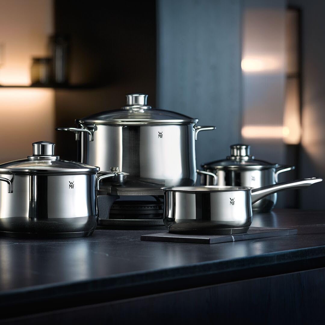WMF Diadem Plus Topfset Induktion 5-teilig, Kochtopf Set mit Glasdeckel, Cromargan Edelstahl poliert, Induktions Töpfe Set unbeschichtet