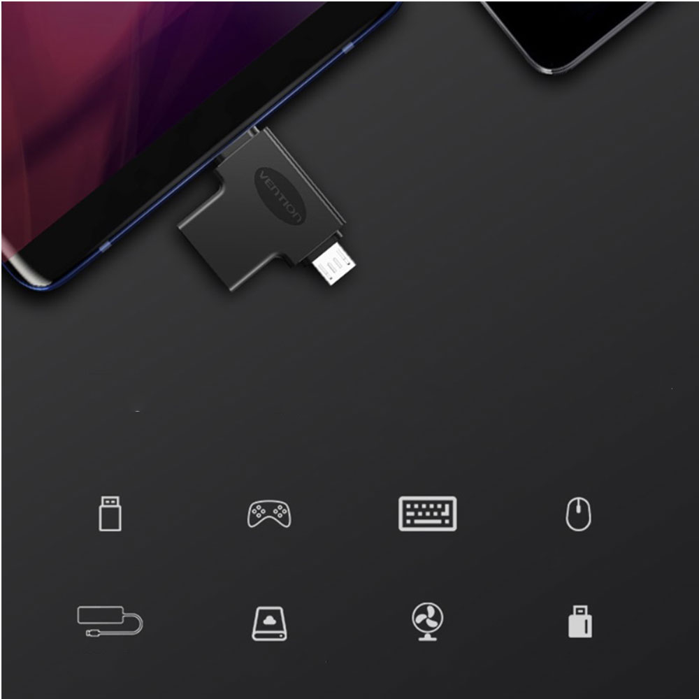2in1 OTG USB C / Micro USB auf USB 3.0 Adapter Konverter (5GB/s) - Schwarz