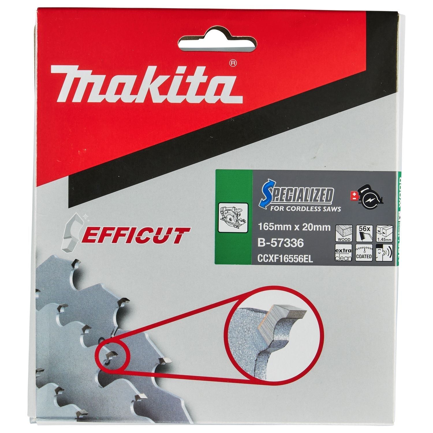 Makita Cirkelzaagblad voor Hout | Efficut | Ø 165mm Asgat 20mm 56T - B-57336