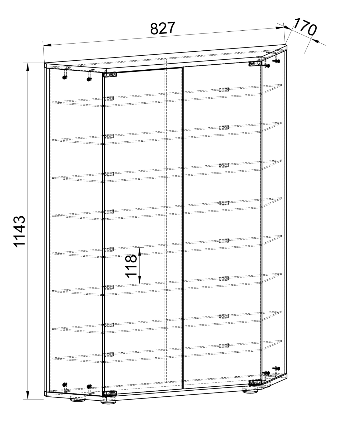 Wandvitrine BENILA XL - silber - abschließbar