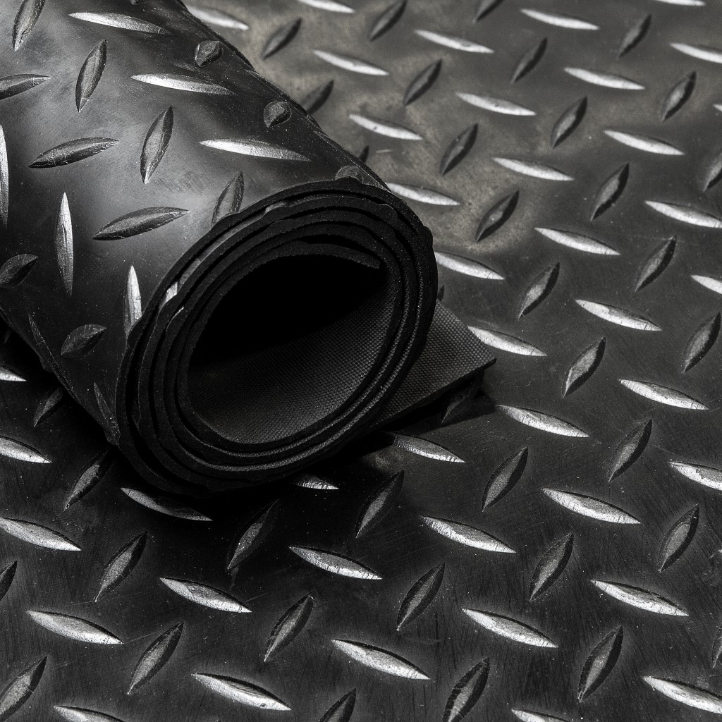 Tapis caoutchouc en rouleau - diamond black - 3 mm - largeur 180 cm