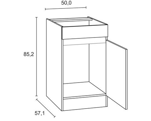 Optifit keukenblok met apparatuur Noah420 210 cm antraciet mat gedemonteerde variant omkeerbaar KMNO 212E-0+