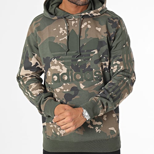 Sweat Capuche A Bandes Camo AOP IP0284 Vert Kaki Camouflage