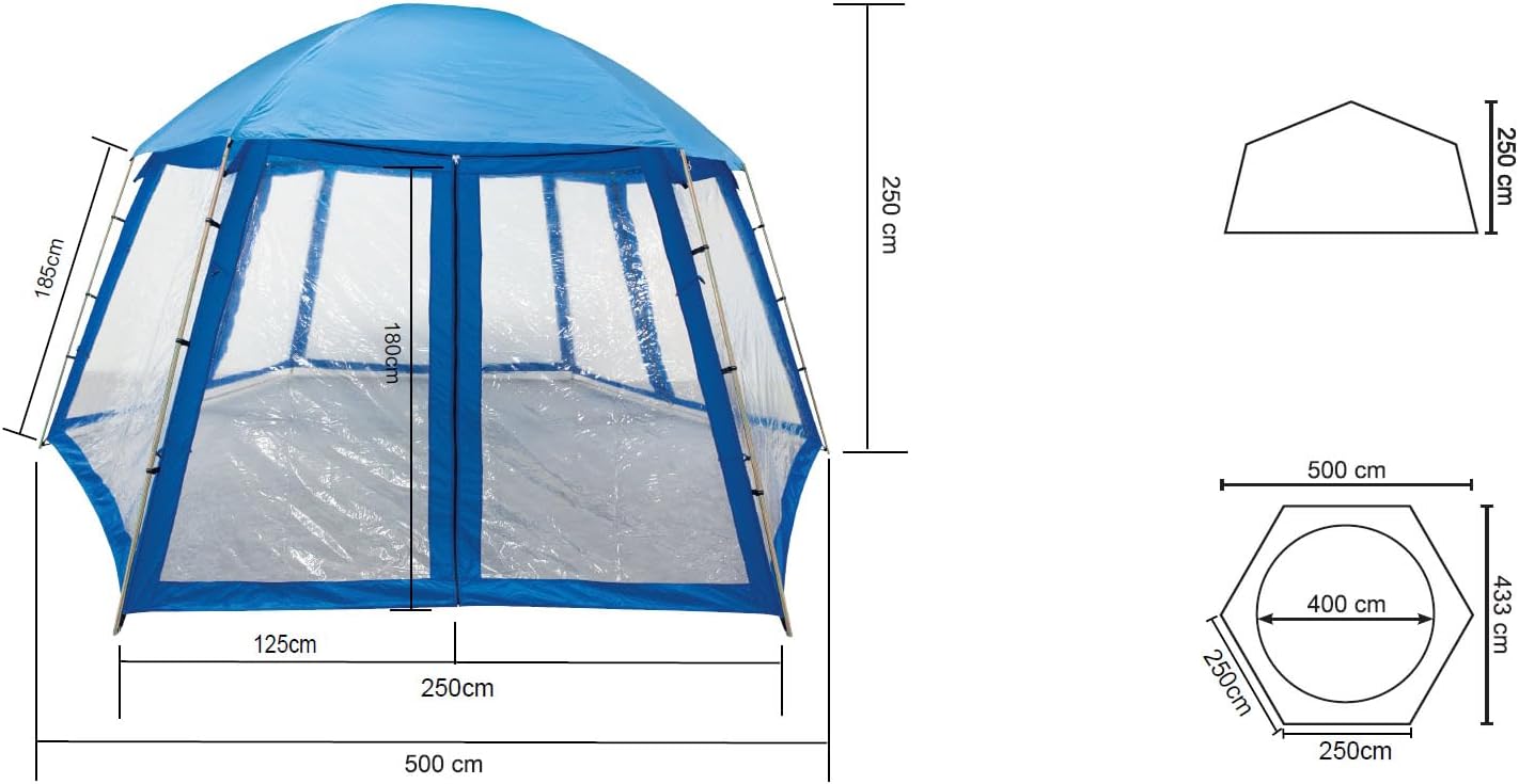 Steinbach Pooldach – 036420 – Für Pools bis Ø 400 cm – Sonnenschutz, schnelles Aufwärmen des Poolwassers und geringere Verschmutzung – 500 x 433 x 250 cm (LxBxH)
