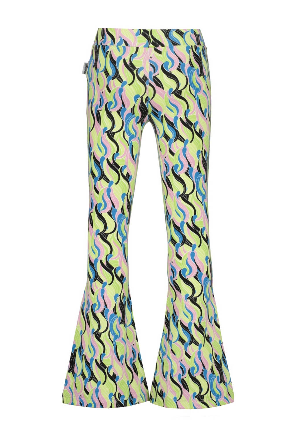 Vingino flared broek Sabina met all over print groen/roze/blauw