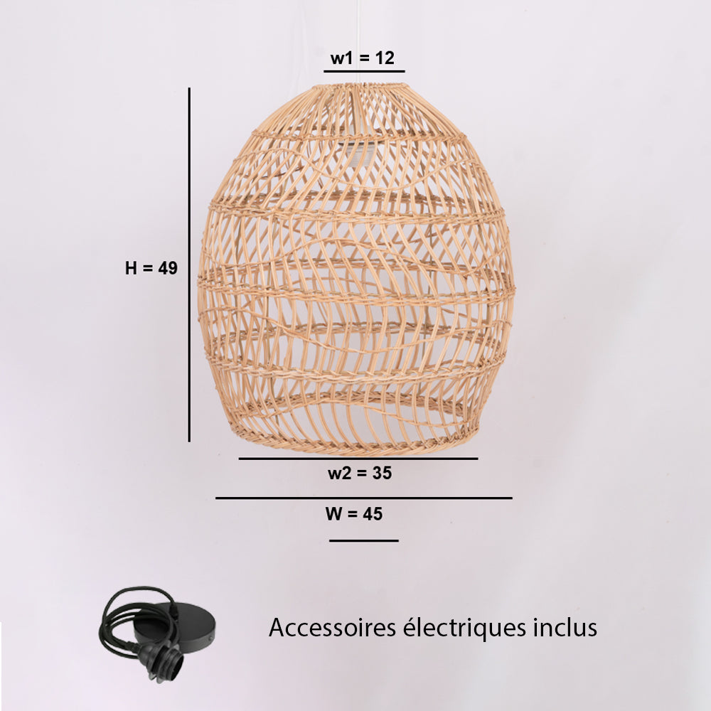 Abat-jour pour suspension - estelle - rotin - naturel - cezare - ø45cm
