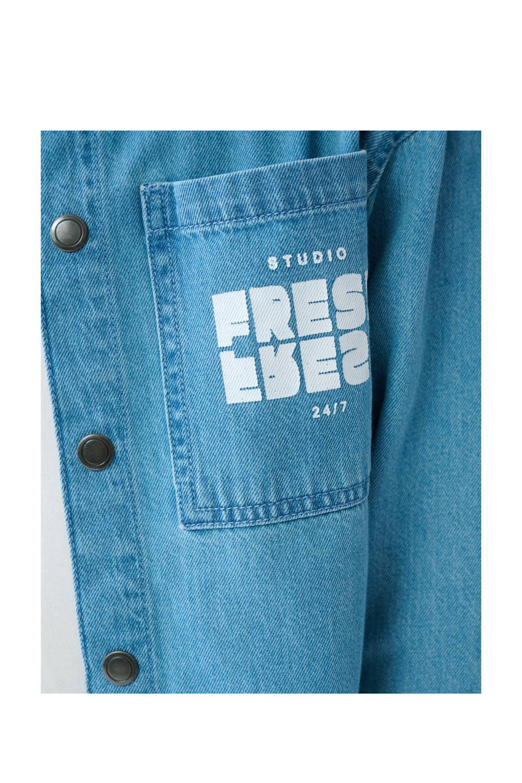 Shoeby denim overhemd met tekst denim blue