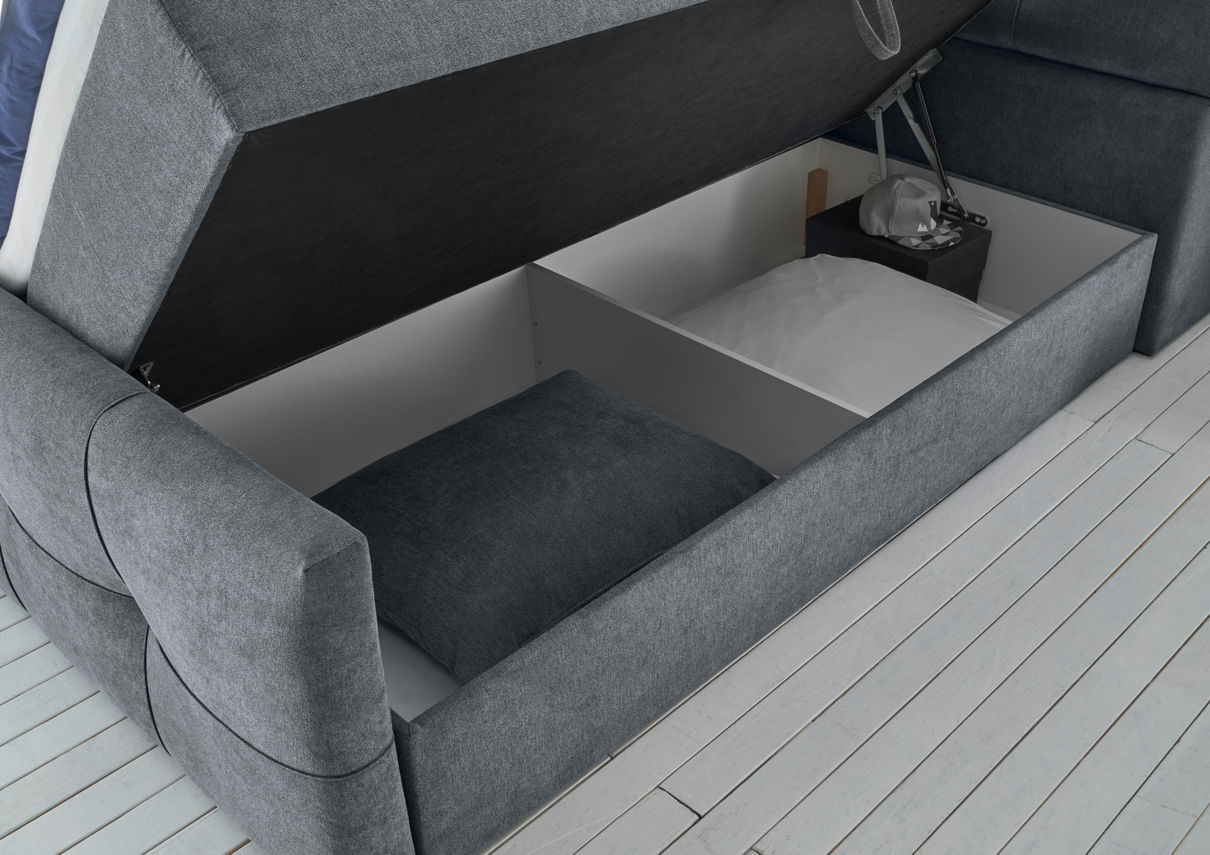 ED EXCITING DESIGN Boxbett »Redmond« 5 Stk. tlg. inkl. Zwei Bettkästen, Stauraum im Kopfteil und Topper